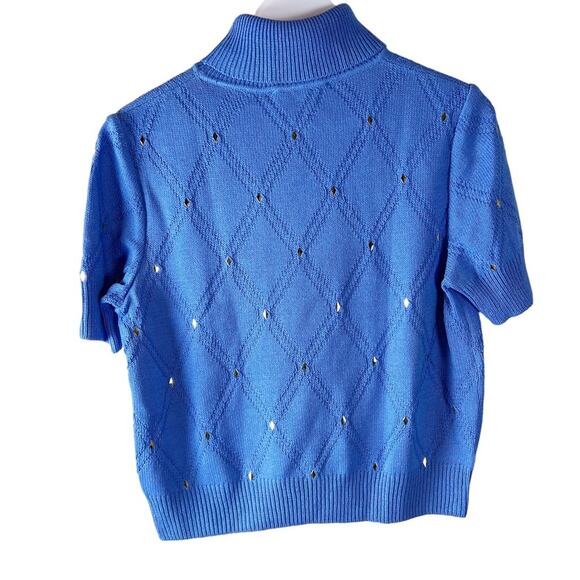 St John Sport Essentials‎ Womens S Rhinestone Turtleneck Knit Marie Gray Blue - Picture 7 of 7